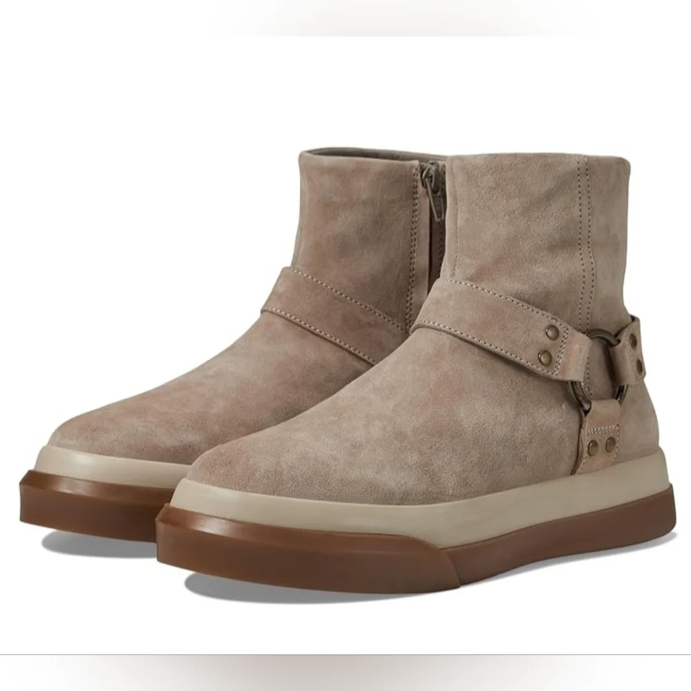 Women's Leather Free People Bodhi Harness Boots Moon Rock Gray Suede 6.5